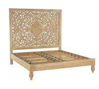 Cadre de lit de rangement pliable de luxe moderne en gros, taille double, en bois massif de mangue sculpté à la main, couleur personnalisable, haute qualité