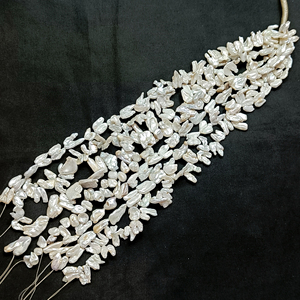 ราคาขายส่ง ไข่มุกน้ำจืดเซาท์ซี รูปทรงนักเก็ต เงางาม สีขาว ไข่มุกทรงแฟนซีสำหรับทำเครื่องประดับ - Product Image 4