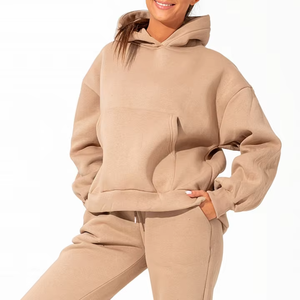 Winter Fleece Thick Hooded Set Exercise Gym 100% Cotton Keep Warm Sport Wear <b>Sweatshirts</b> Women's Hoodie Jogger Tracksuit - Product Image 1
