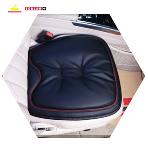 Cojines de cuero universales para asiento de coche Cojín de asiento de conductor de coche suave impermeable de lujo negro con color rojo - Product Image 2
