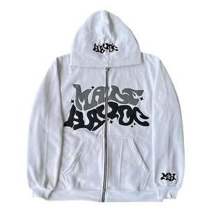 Sudadera con capucha personalizada de alta calidad al por mayor con cremallera para hombre Sudadera con capucha con cremallera completa y estampado abullonado Sudadera con capucha con cremallera de cara completa en blanco para hombre - Product Image 5