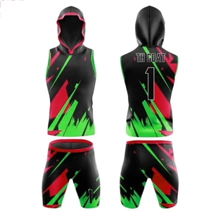 Ensemble short et maillot de basket personnalisé imprimé par transfert thermique pour homme, avec débardeur à capuche sans manches, anti-humidité et extensible dans les quatre sens - Product Image 3