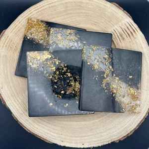 Posavasos de Madera Hechos a Mano con Remolino de Mármol Colorido, Tapetes para Bebidas de Epoxi, Diseño Cuadrado Moderno, Duraderos y Reutilizables para Regalos de Oficina en el Hogar - Product Image 2