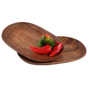 Bandejas redondas de madera con diseño contemporáneo personalizado de madera de mango, platos, suministros comerciales para restaurantes, bandeja rodante - Product Image 1