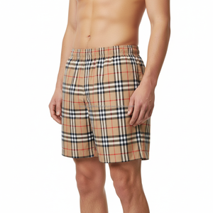 Pantalones Cortos Casuales de Hombre a Cuadros Beige de Lujo 2026, Pantalones Cortos de Moda con Cordón para Playa de Verano con Patrón a Cuadros de Alta Calidad - Product Image 4