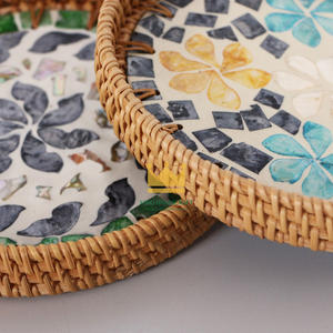 Plateau de service en rotin pour cuisine et restaurant avec finition en os, plats délicieux et desserts, Offre Spéciale à salade et fruits 2025 - Product Image 2