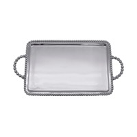 Plateau de service en métal perlé contemporain |   Plateau rectangulaire élégant pour table basse pour les occasions de Ramadan, de mariage et de Diwali