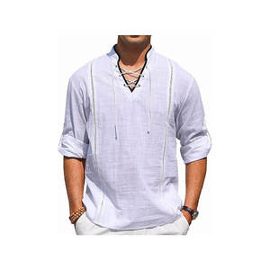 Ruffle manga cordón Cosplay Tops camisa renacentista recreación camisa vendaje ropa para hombres - Product Image 5