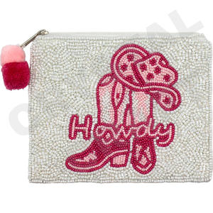 Pochette à monnaie perlée Howdy Boot Seed beau portefeuille porte-monnaie perlé personnalisé pour les femmes pochette à monnaie à la mode avec - Product Image 1