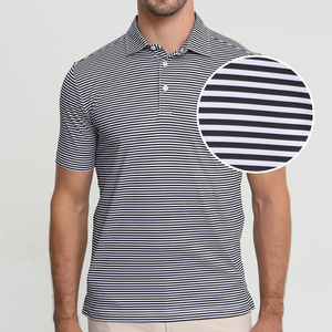 Venta al por mayor de camisas de hombre con logotipo personalizado estiramiento sublimación que absorbe la humedad rayas para hombre Polo de golf poliéster Spandex - Product Image 6