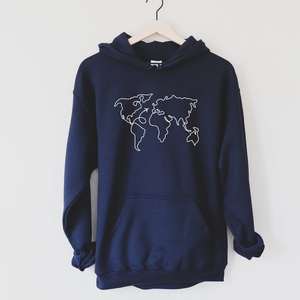 Sudadera con Capucha Unisex 100% Algodón para Viajes, Sudadera con Capucha con Mapa del Mundo de Aventura y Exploración, Regalo Perfecto para Viajes en Avión - Product Image 3
