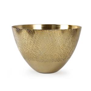 Cuenco decorativo de aluminio dorado con diseño en relieve para servir, cuenco elegante para el hogar, cocina, mesa de comedor, fiesta y boda - Product Image 1