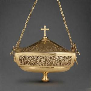 TriniteMist Fumée Divine Encensoir en métal orné Brûleur d'encens d'église traditionnelle avec chaîne en laiton vintage polonais - Product Image 1