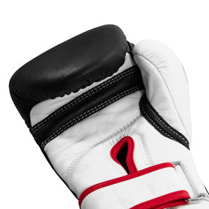 Vente en gros Gants de boxe noirs de haute qualité 12oz Gants de boxe pour hommes en cuir velcro professionnels pour adultes avec logo personnalisé - Product Image 5