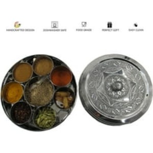 Vente en gros Boîte à épices Boîte cadeau en acier inoxydable avec sept petits contenants intérieurs et une cuillère - Product Image 2