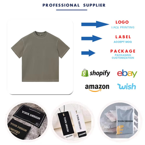 Camiseta de algodón 100% de alta calidad para hombre, ropa de calle de 350gsm, camiseta de gran tamaño con estampado de logotipo y hombros caídos - Product Image 4