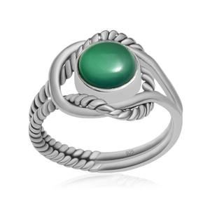 Joyería de piedras preciosas Anillo de plata esterlina 925 Plata de ley Anillo giratorio de ónix verde Cabujón natural hecho a mano 925 Joyería estampada - Product Image 1
