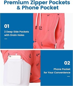 กางเกงว่ายน้ำขาสั้น2 In1เป็นมิตรกับสิ่งแวดล้อมสำหรับผู้ชายกางเกงผ้ายืดแบบแห้งเร็วพิมพ์ลายสมอเรือ4ฤดู - Product Image 3