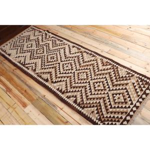 Vintage <b>Runner</b> <b>Rug</b> 3.2x9.4 ft (99x287 cm), Kilim Brown Southwestern Turkish <b>Rug</b> - Product Image 4