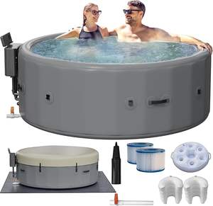 Nueva oferta promocional: bañera de hidromasaje plegable para 4-6 personas con 160 chorros de aire, cubierta y bomba de calefacción - Product Image 1
