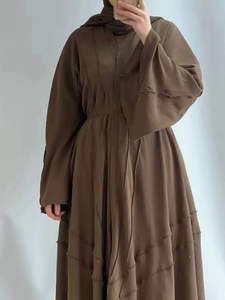Nouvelle robe abaya musulmane en lin du Pakistan modèle 2026 pour femmes, design personnalisé, anti-froissement et respirante, couleur unie, vente en gros - Product Image 3