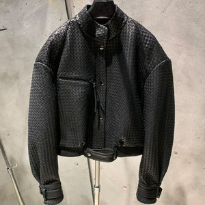 Top qualité nouveauté tissage vestes en cuir femmes haute rue en peau de mouton veste en cuir véritable vestes en cuir pour femmes - Product Image 6