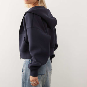 Sweat à capuche zippé en molleton lourd personnalisé pour <span class=keywords><strong>femme</strong></span>, sweat à capuche zippé en molleton français de haute qualité pour homme, coupe ample et courte, sweat à capuche zippé pour plongée sous-marine - Product Image 2