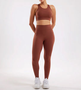 Ensemble d'entraînement 2 pièces pour femmes soutien-gorge de sport et leggings taille haute tenue de gymnastique Fitness Yoga entraînement soutien-gorge de sport Leggings vêtements de sport - Product Image 6