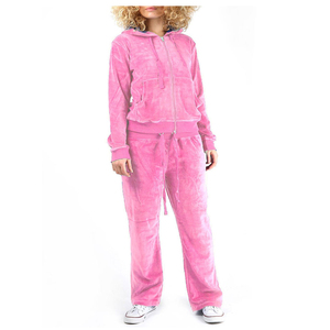 Prince Industry, traje deportivo de 2 piezas de terciopelo de invierno para mujer, Sudadera con capucha y cremallera estampada, pantalones de chándal de pierna ancha, deportes informales de otoño - Product Image 5