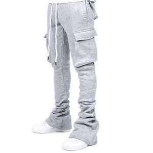 Streetwear pantalon évasé pour homme, couleur unie, pantalon Cargo, pantalon de survêtement, pantalon de Jogging - Product Image 2