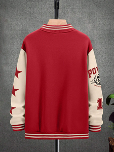 Vestes universitaires en velours côtelé pour femmes grandes tailles, imprimées avec un logo personnalisé, coupe-vent, respirantes, en coton et laine - Product Image 3