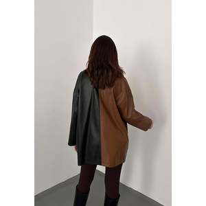 Black Trimmed Snap-Button Leather <b>Shirt</b> - Black - Product Image 5
