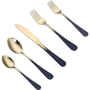 Dîner de style avec 5 couverts en acier inoxydable fabriqués à la main Poignées rétro roses au design américain haut de gamme - Product Image 2