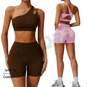 Soutien-gorge de sport de yoga à épaule unique pour femmes gilet de fitness à sangle irrégulière haut couleur nue sous-vêtements d'entraînement de gymnastique en cours d'exécution - Product Image 1