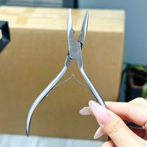 Pince à cheveux en acier inoxydable argenté avec trou, outil de retrait des anneaux d'extensions de cheveux en kératine - Product Image 1