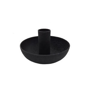 Bougeoir conique en métal Bougie finie noire Forme ronde Design élégant pour la maison et l'éclairage de Noël décoratif - Product Image 1