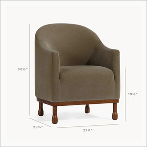 Sillón Moderno Tapizado en Tela con Patas de Madera, Asiento Decorativo para Sala de Estar u Hotel - Product Image 2