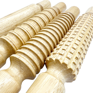 4 cái bằng gỗ Cán công cụ sáng tạo chơi và bột hình Kết cấu cán <span class=keywords><strong>Pin</strong></span> bộ - Product Image 3