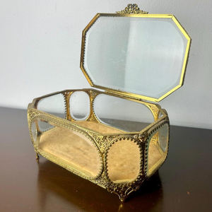 ขอบทองเหลืองสีทองกล่องเอียงทำจากแก้วใสขนาดตามสั่งสำหรับเครื่องประดับตกแต่งเครื่องประดับ - Product Image 1