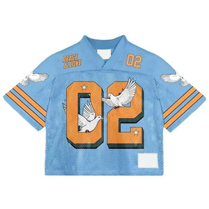 Jersey recortado retro Y2K bajo MOQ impresión por sublimación para hombres camiseta práctica Oversize Boxy Fit camiseta de fútbol americano - Product Image 6