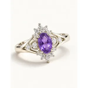 Bague géométrique en topaze plaquée platine et rhodium, sertissage invisible, style vintage, cadeau idéal - Product Image 1