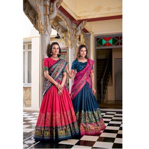 ชุดโชลีลีผ้าไหมทัสซาร์พร้อมงาน zari มือและความคมชัด - Product Image 1