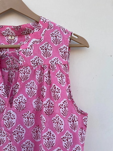 ชุดเดรสผ้าฝ้ายสำหรับผู้หญิง ลายพิมพ์บล็อกด้วยมือ คอวี แขนกุด ยาวแบบแม็กซี่ ผ้าถัก สำหรับฤดูร้อน/ฤดูใบไม้ผลิ - Product Image 5