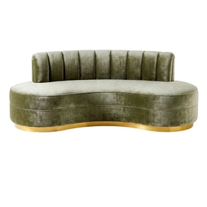 Canapé de salon de luxe avec pieds en acier inoxydable Mobilier en métal doré brillant Canapé moderne à courbes rondes Lounge - Product Image 3