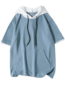 Ropa deportiva de secado rápido, camisetas con capucha de alta elasticidad para hombre, tela peinada, colores personalizados, venta al por mayor - Product Image 5