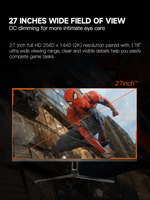 Moniteur Gamer Incurvé Ultrawide de 27 Pouces, 1440p, 75Hz, 1ms, 99% sRGB, Panneau VA, Écran d'Ordinateur DP1.4/HD, Interfaces de Bureau