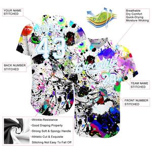 Custom Splashes Graffiti Patrón Blanco-Azul claro 3D Auténtico Jersey de béisbol - Product Image 3