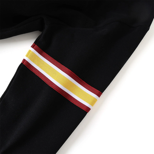 Pull en molleton haut de gamme Elite pour femme, col rond, rayures rouges et jaunes signature |   Coupe-vent écologique pour l'hiver |   Style Confortable - Product Image 4