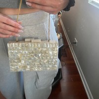 Pochette de luxe en nacre sac de soirée MOP fabriqué à la main avec fermeture magnétique demoiselle d'honneur mariage et fête essentielle