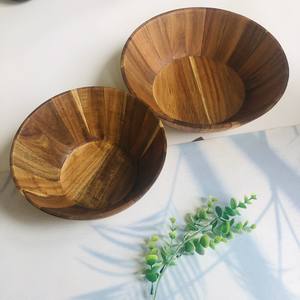 VITRAPRO-cuenco de servicio de ondas de Acacia para frutas o ensaladas, cuenco de madera laminada, logotipo personalizado, asequible al por mayor - Product Image 5